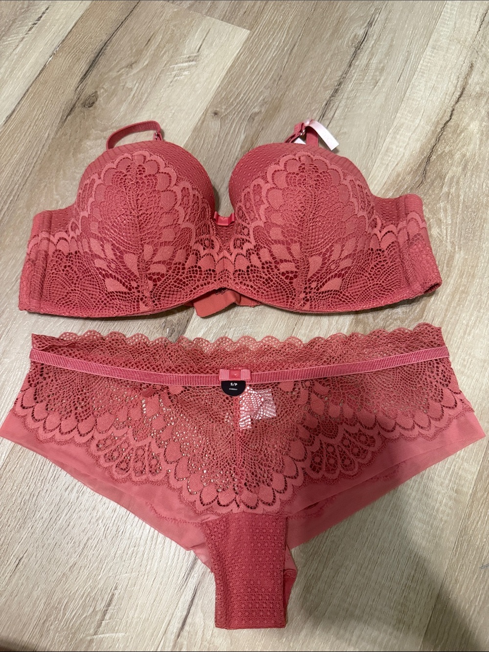 La Vie En Rose Lace Demi Bra & Hipster Set in Dusty Rose